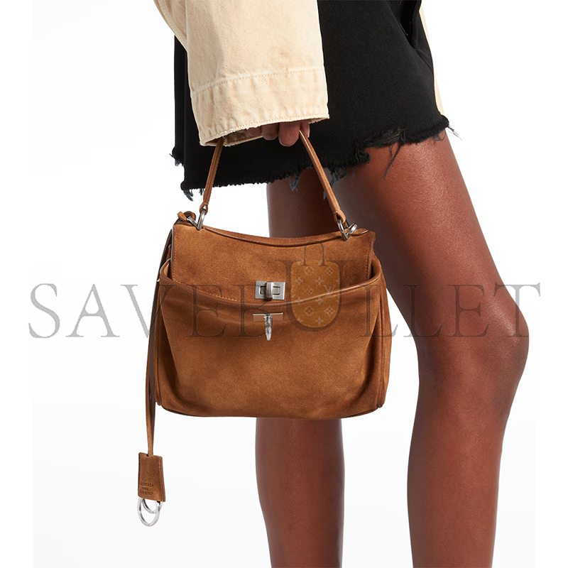 BALENCIAGA WOMEN'S RODEO HANDBAG MINI IN CAMEL 7897792AB4G2533 (22.8*9.9*8.3cm)